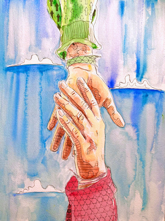 “Falling Upwards” -Watercolor and Ink 12”x16”