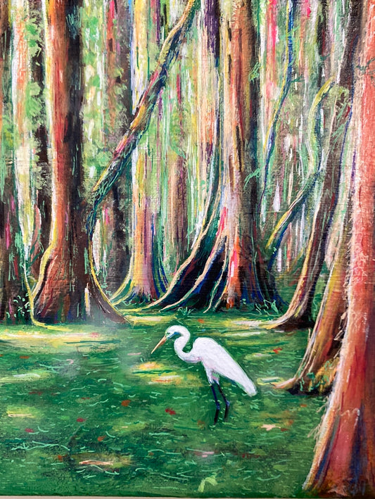 Original Acrylic Painting -“Egret” - 8”x10”