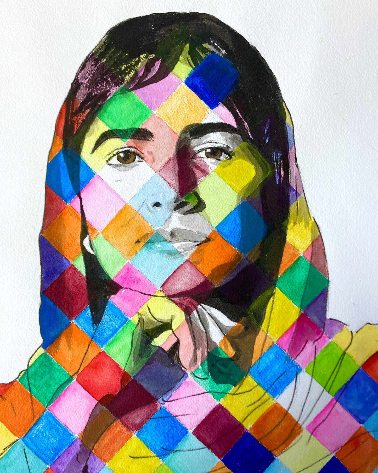Original Watercolor and Ink “Malala” -12”x16”