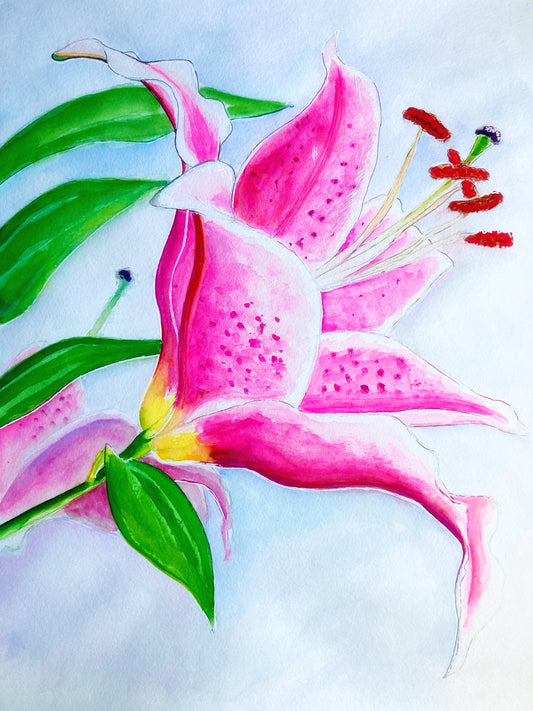 Original Watercolor & Ink Painting - “Day Lily” 12”x16”